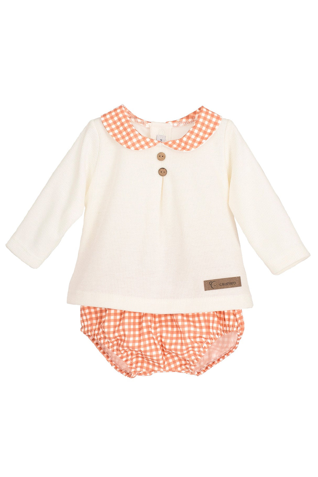 Calamaro "Otis" Ivory & Orange Gingham Top & Jam Pants - Millie and John