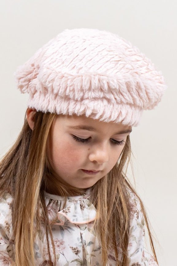 Calamaro Pale Pink Faux Fur Beret - Millie and John