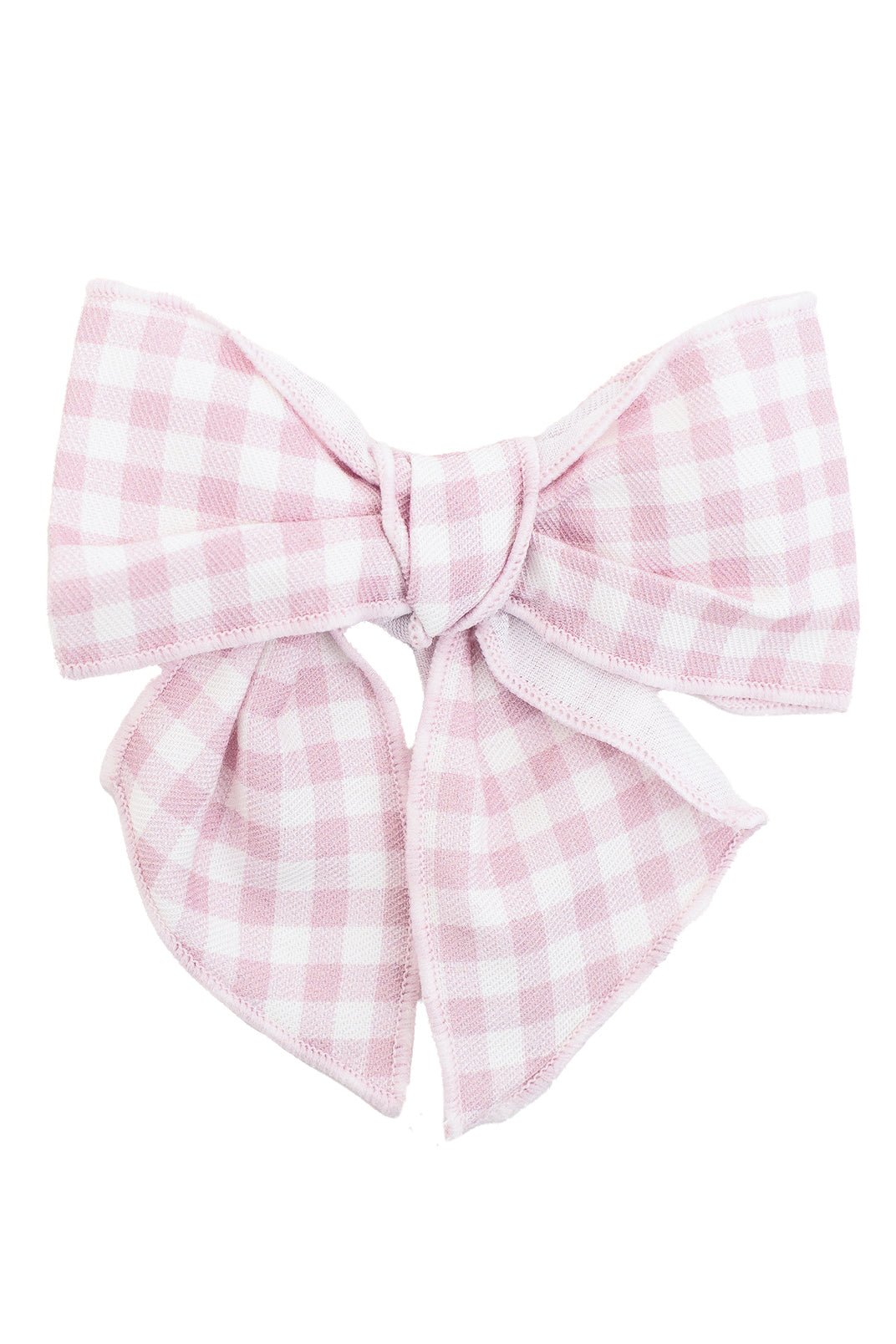 Calamaro Pale Pink Gingham Hair Bow - Millie and John