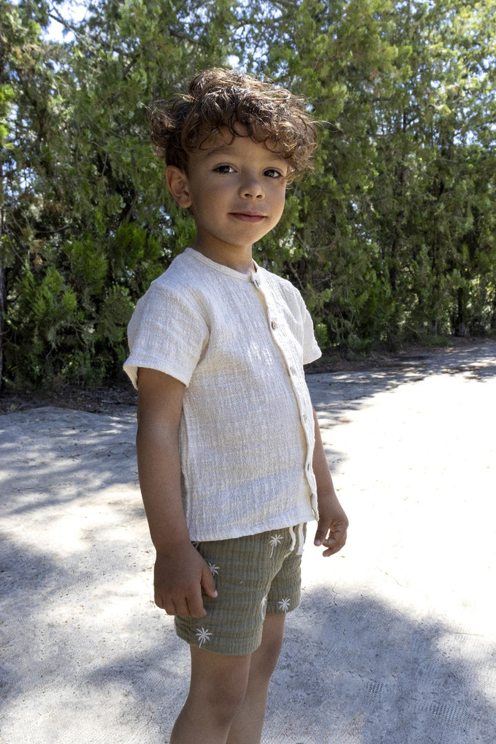 Calamaro PREORDER 🛑 "Julian" Khaki Palm Tree Shirt & Shorts - Millie and John