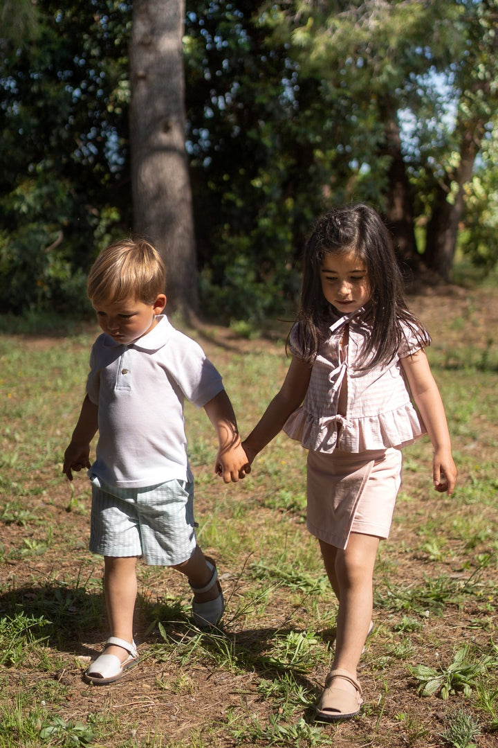 Calamaro PREORDER 🛑 "Rafe" Mint Striped Polo Shirt + Shorts - Millie and John