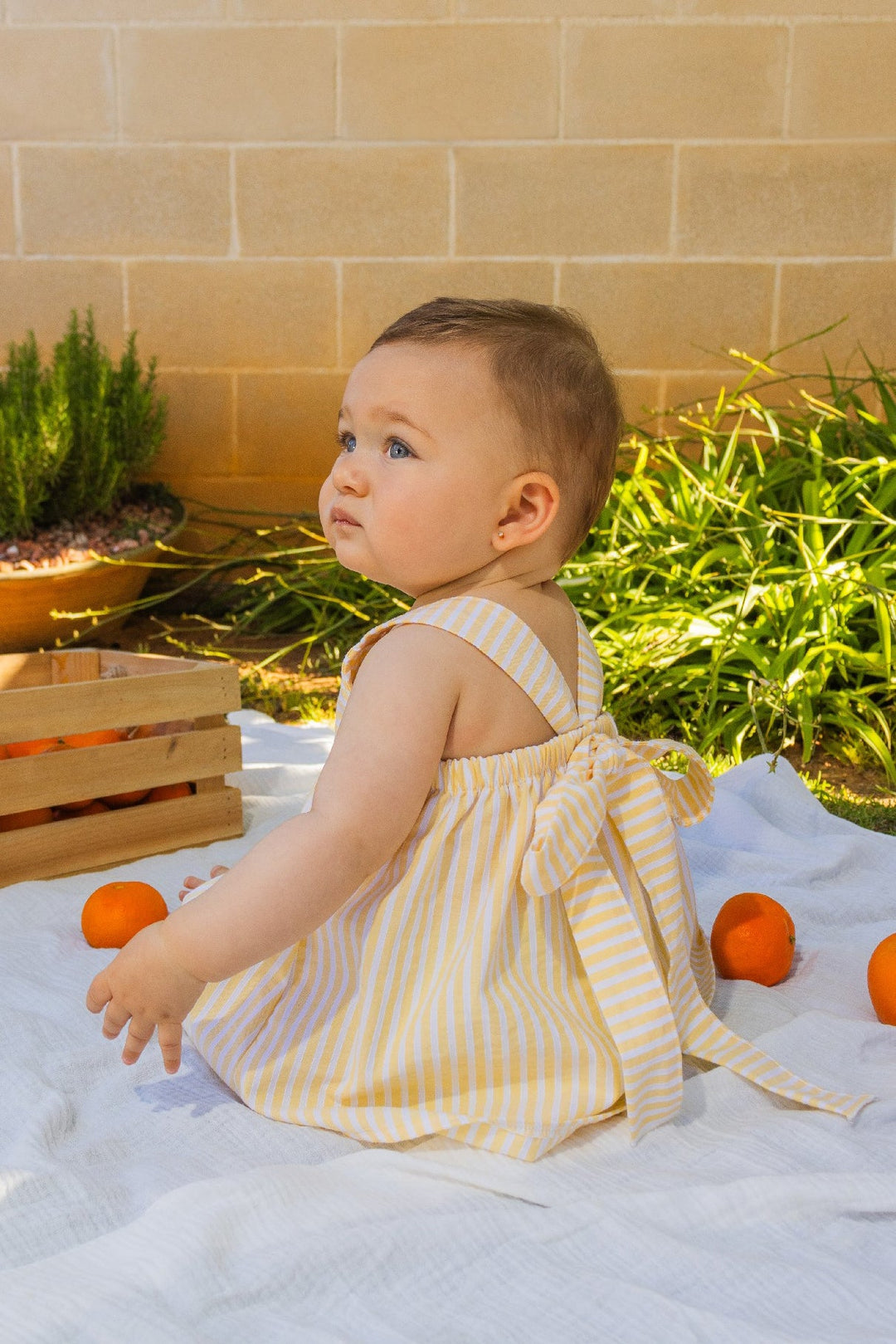 Calamaro "Saoirse" Lemon Striped Dress - Millie and John