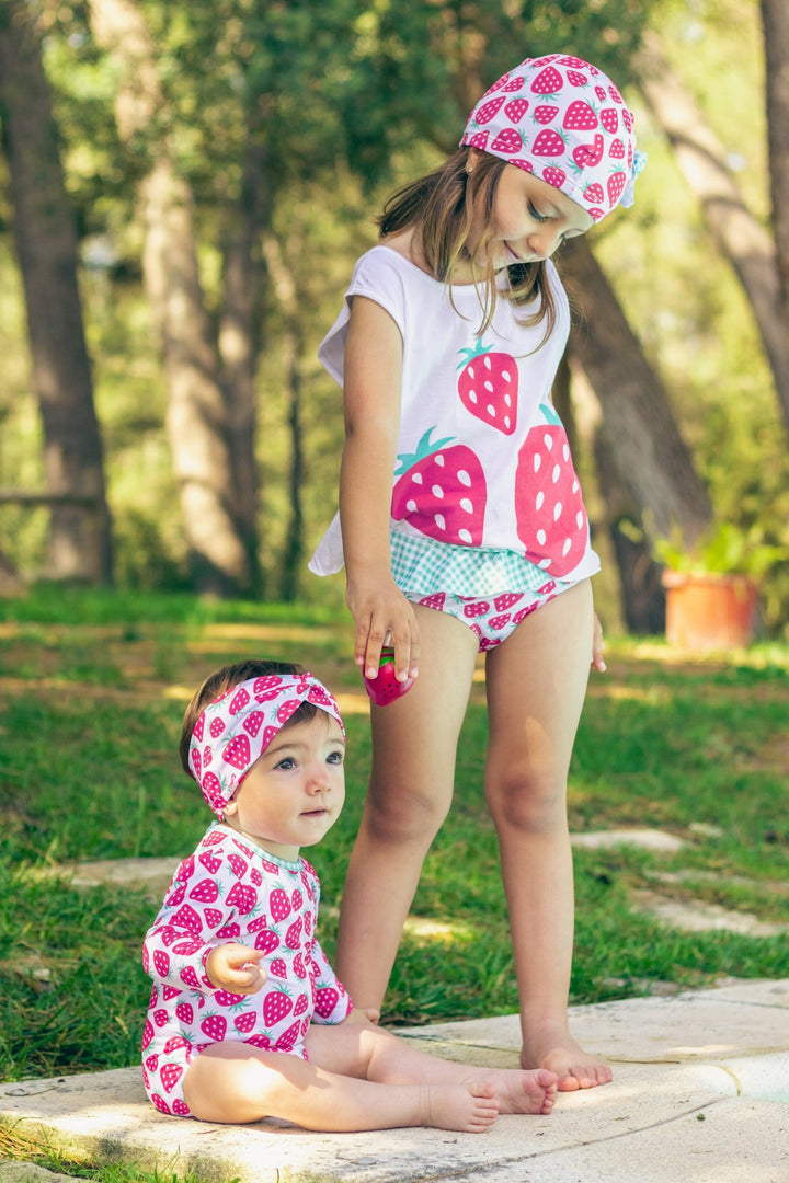 Calamaro "Sienna" Strawberry Long Sleeve Swimsuit - Millie and John