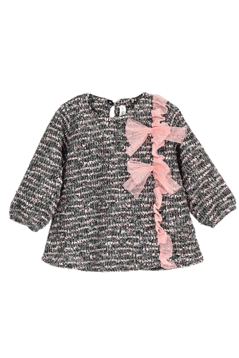 Calamaro "Violette" Charcoal & Dusky Pink Shimmer Tweed Dress - Millie and John