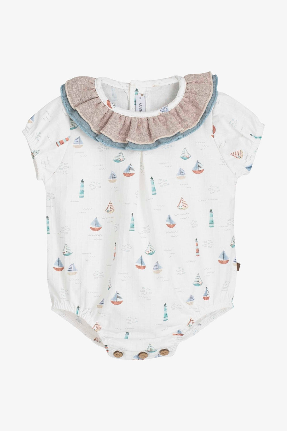 Calamaro "Wren" Stone & Teal Sailboat Shortie - Millie and John
