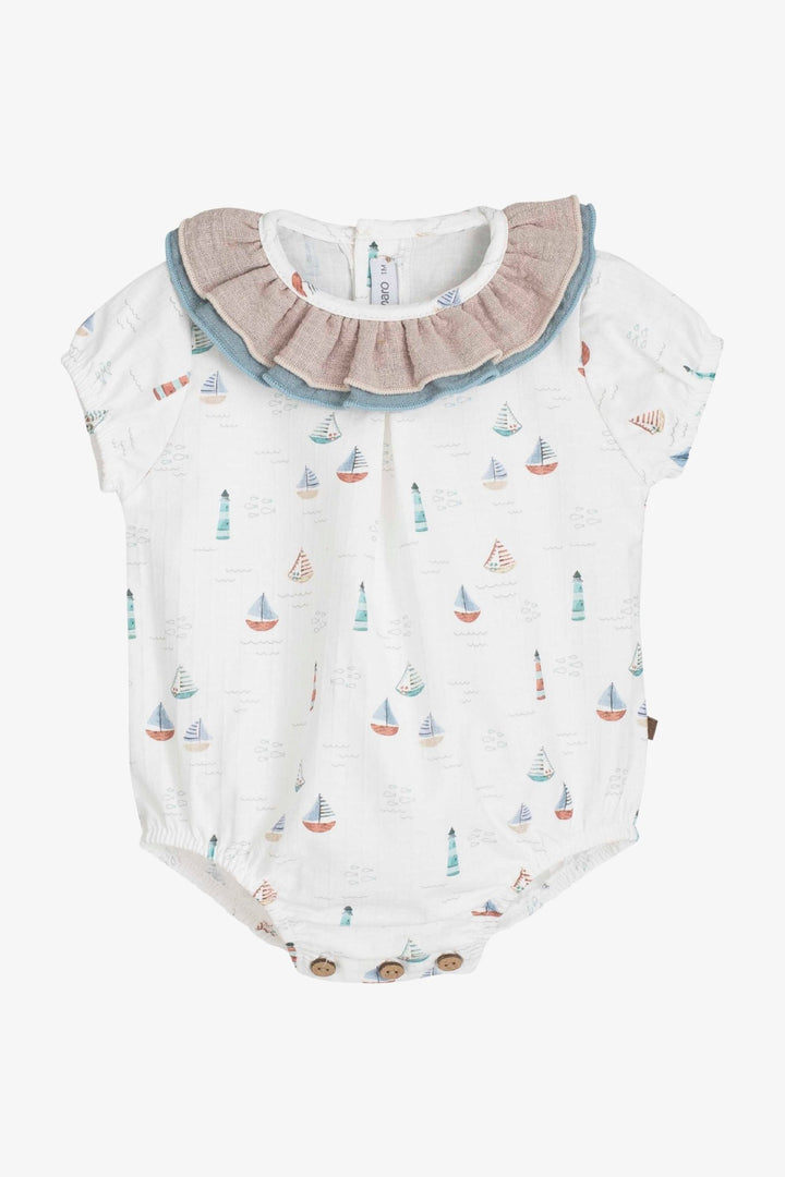 Calamaro "Wren" Stone &amp; Teal Sailboat Shortie - Millie and John