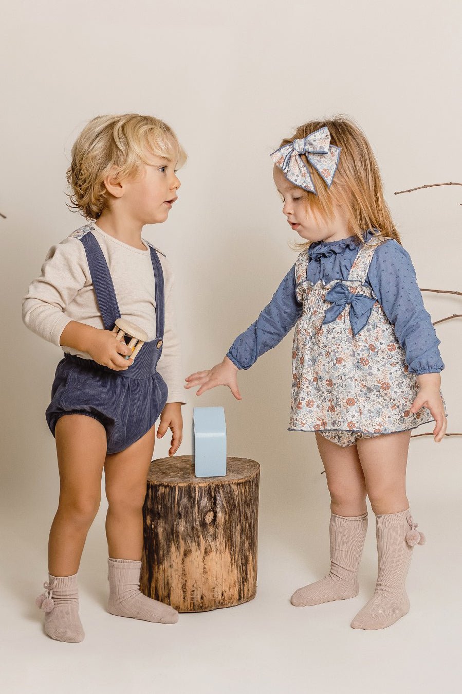 Calamaro "Xander" Sand Top & Dusky Blue Cord Jam Pants - Millie and John