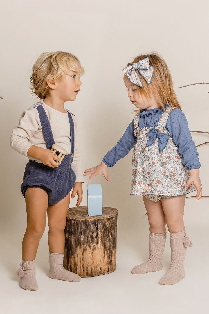 Calamaro "Xander" Sand Top & Dusky Blue Cord Jam Pants - Millie and John