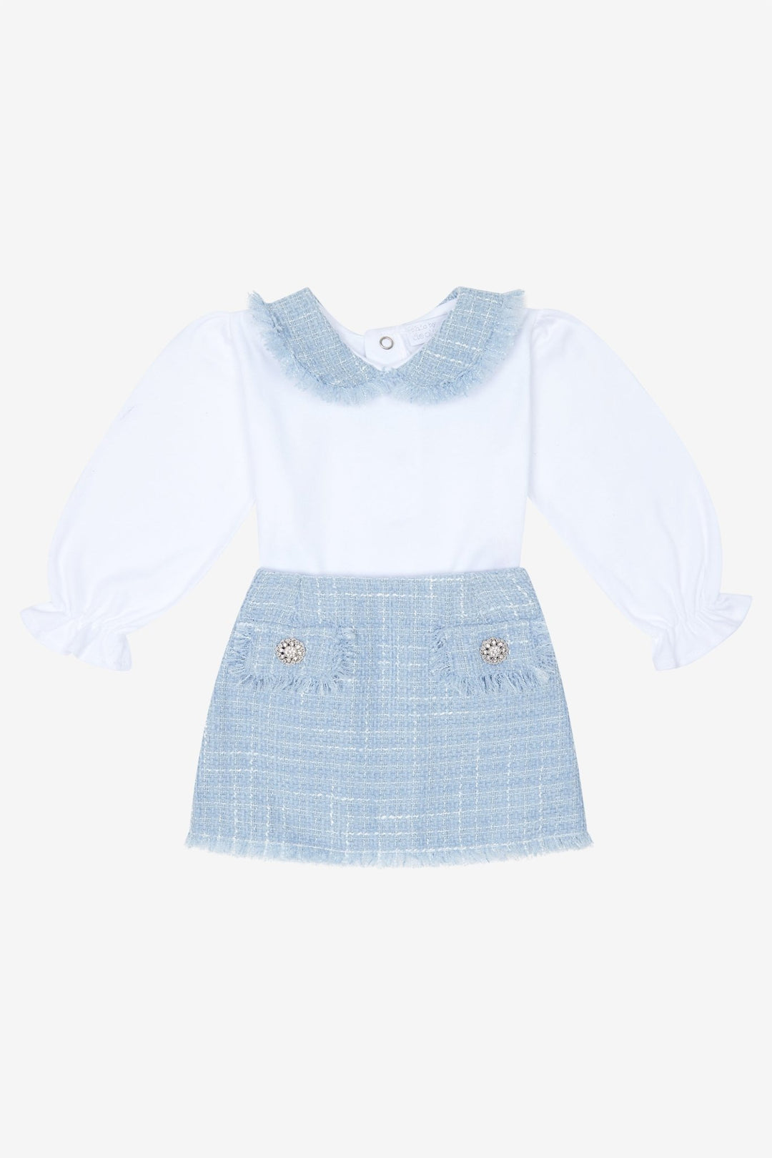 Chic by Deolinda "Amélie" Blue Shimmer Tweed Blouse & Skirt - Millie and John