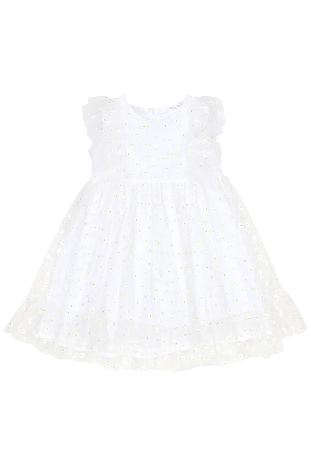 Chic by Deolinda "Anastasia" White Tulle Daisy Print Dress - Millie and John