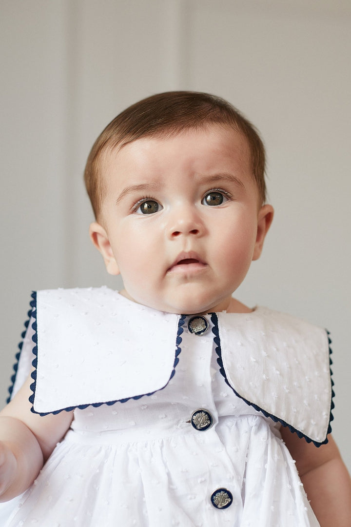 Chic by Deolinda "Arielle" White Plumeti Dot Nautical Dress & Bloomers - Millie and John