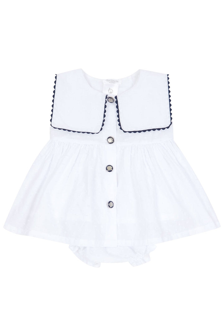 Chic by Deolinda "Arielle" White Plumeti Dot Nautical Dress & Bloomers - Millie and John