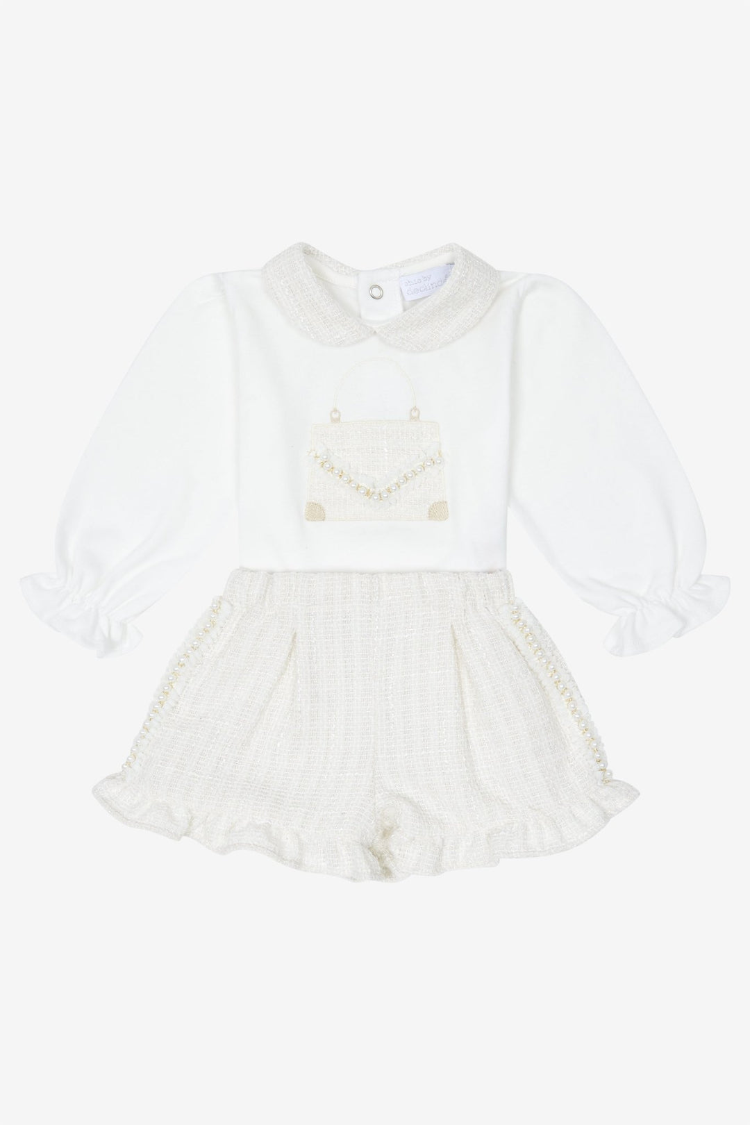 Chic by Deolinda "Aurélie" Cream Shimmer Tweed Top & Shorts - Millie and John