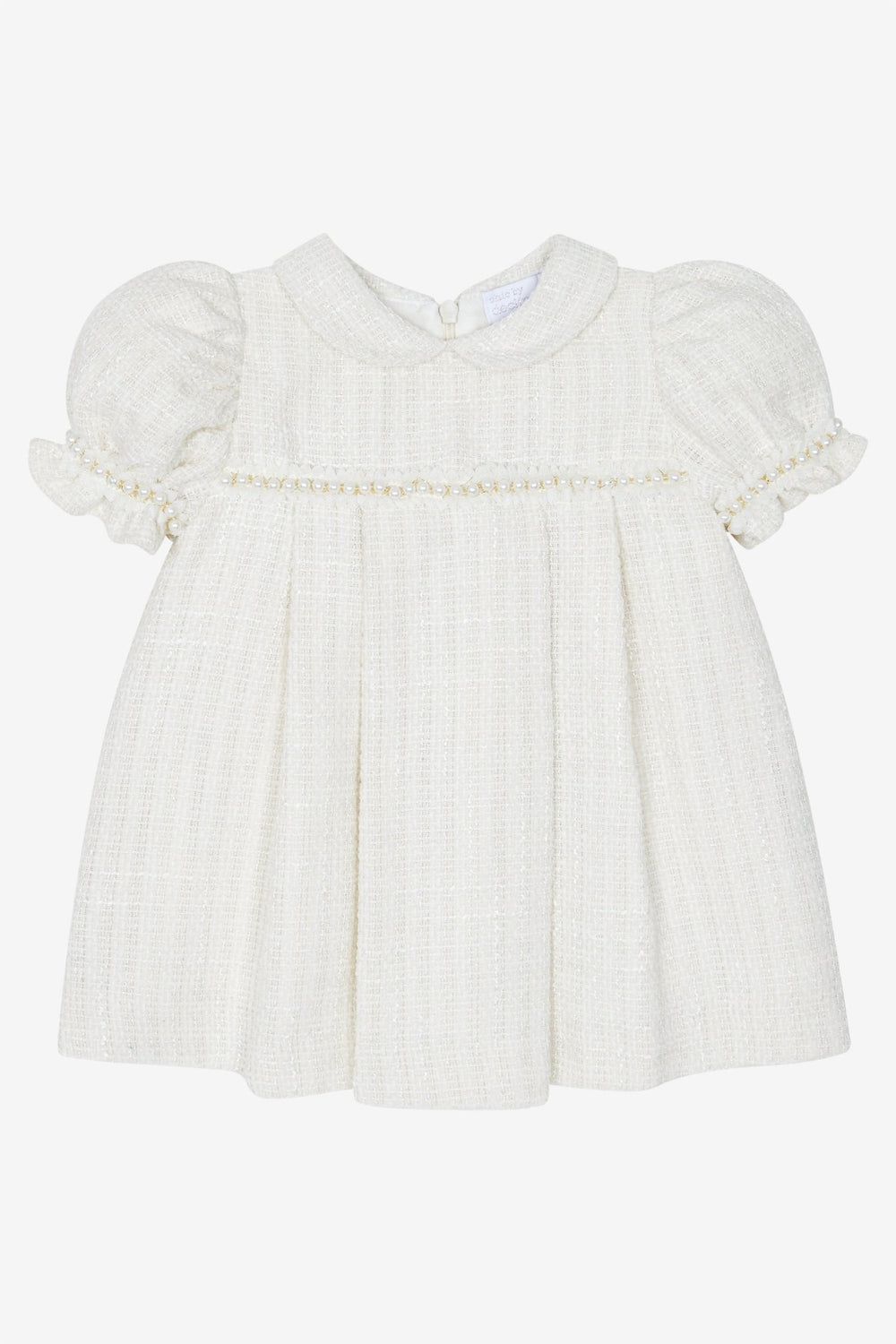 Chic by Deolinda "Clarisse" Cream Shimmer Tweed Pearl Trim Dress - Millie and John