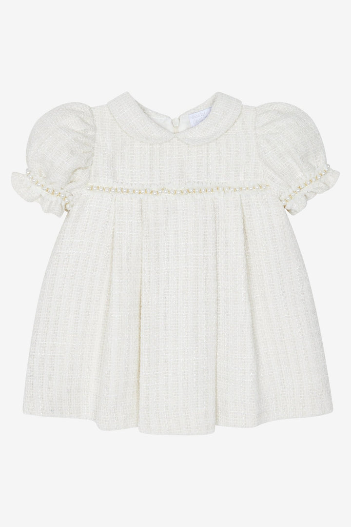 Chic by Deolinda "Clarisse" Cream Shimmer Tweed Pearl Trim Dress - Millie and John