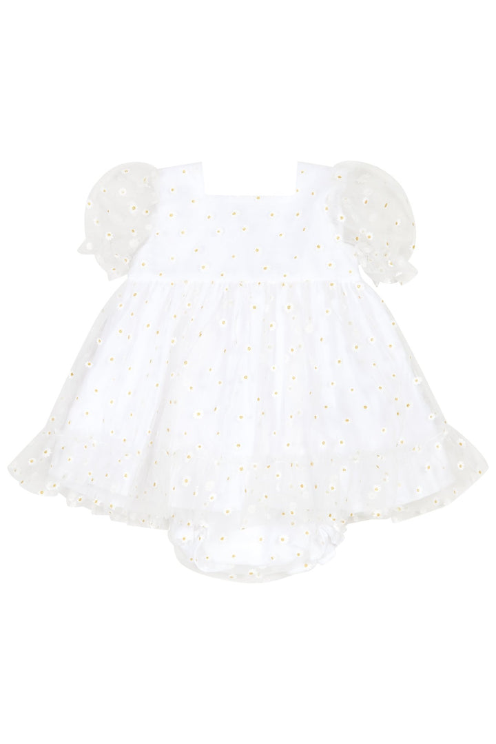 Chic by Deolinda "Flora" White Tulle Daisy Print Dress & Bloomers - Millie and John