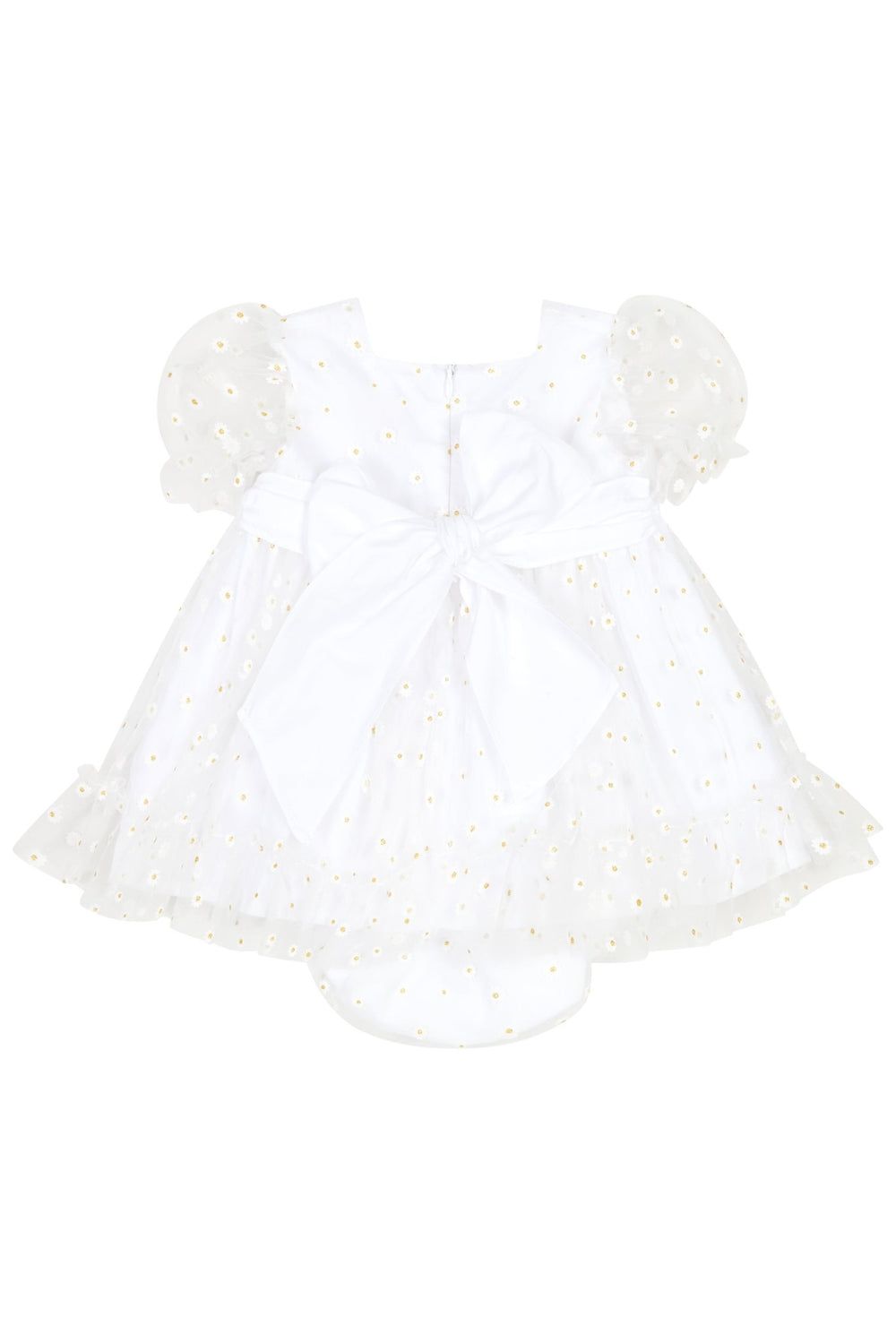 Chic by Deolinda "Flora" White Tulle Daisy Print Dress & Bloomers - Millie and John