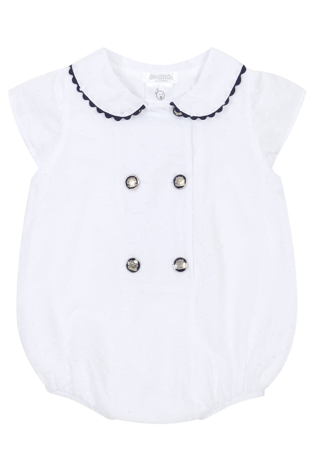 Chic by Deolinda "Royal" White Plumeti Dot Nautical Romper - Millie and John