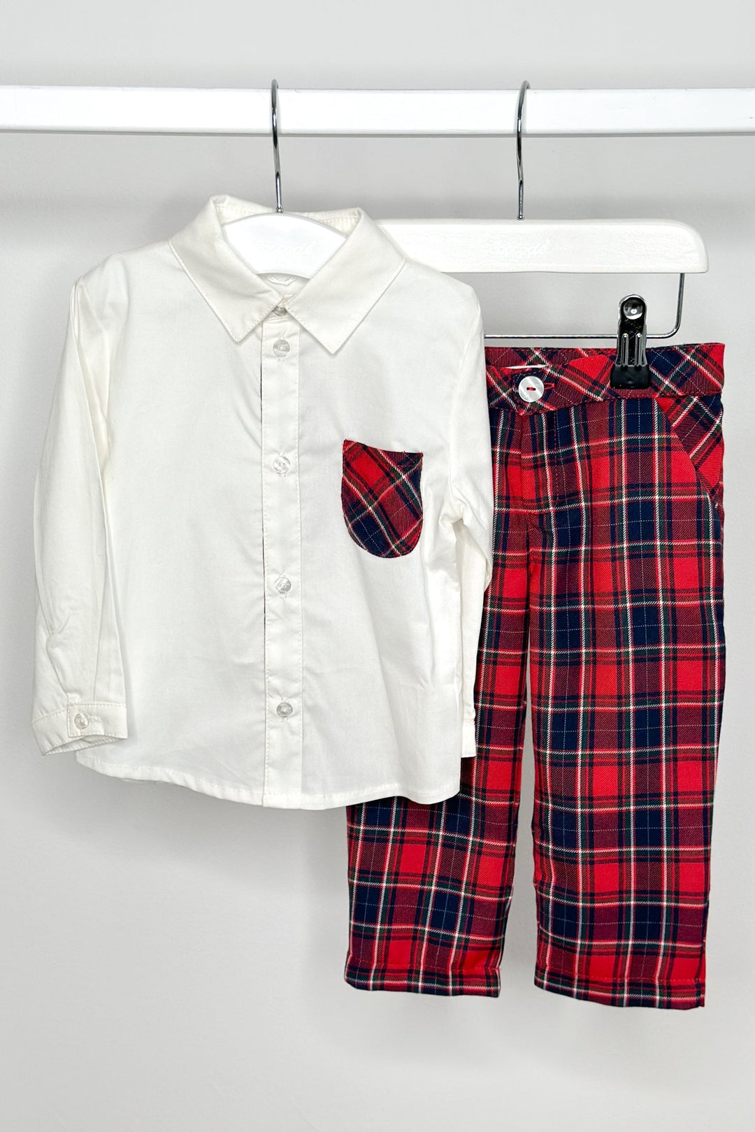 Coccodè "Aire" Red Tartan Shirt & Trousers - Millie and John