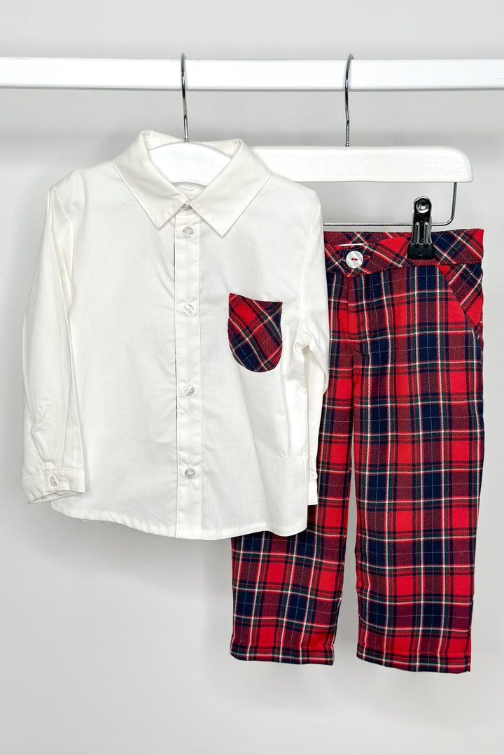Coccodè "Aire" Red Tartan Shirt &amp; Trousers - Millie and John