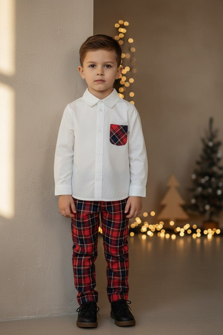 Coccodè "Aire" Red Tartan Shirt &amp; Trousers - Millie and John