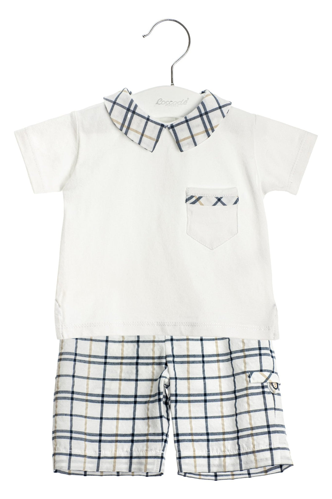 Coccodè "Clifford" Navy Checked Polo Shirt & Shorts - Millie and John
