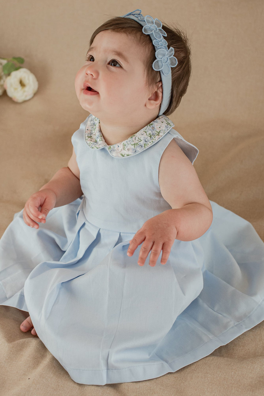 Coccodè "Rosaline" Powder Blue Floral Pleated Dress - Millie and John