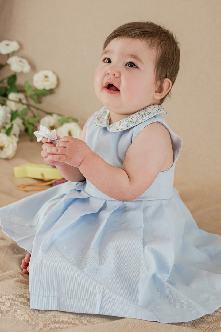 Coccodè "Rosaline" Powder Blue Floral Pleated Dress - Millie and John