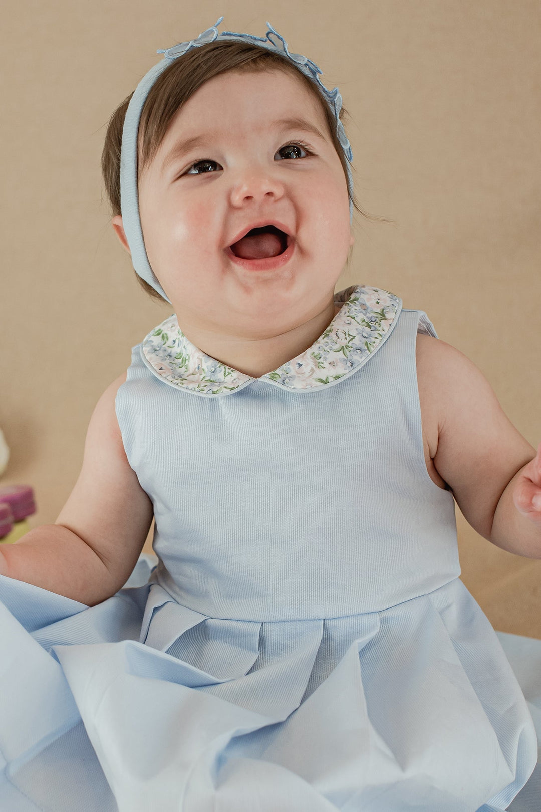 Coccodè "Rosaline" Powder Blue Floral Pleated Dress - Millie and John