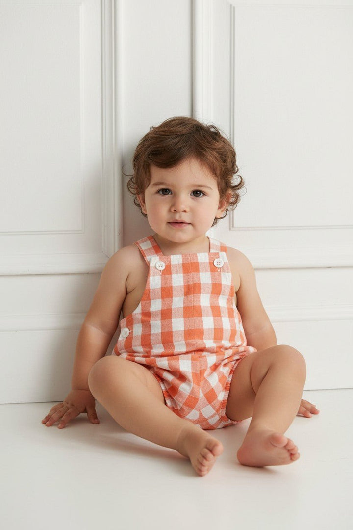 Cocote "Max" Gingham Dungaree Romper - Millie and John