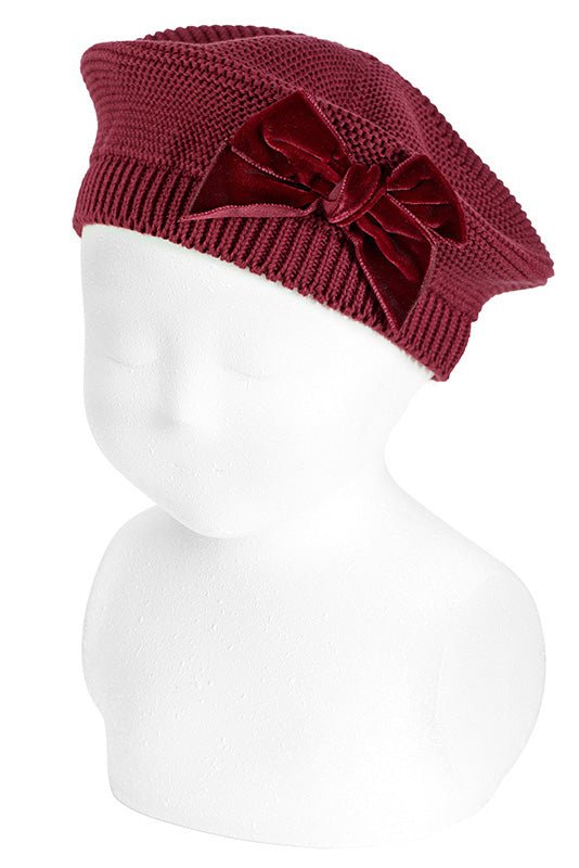 Condor Garnet Velvet Bow Beret - Millie and John