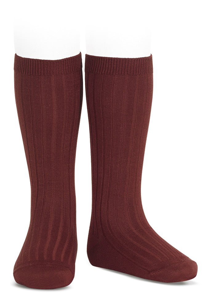 Condor Garnet Wide Ribbed Knee High Socks - Millie and John