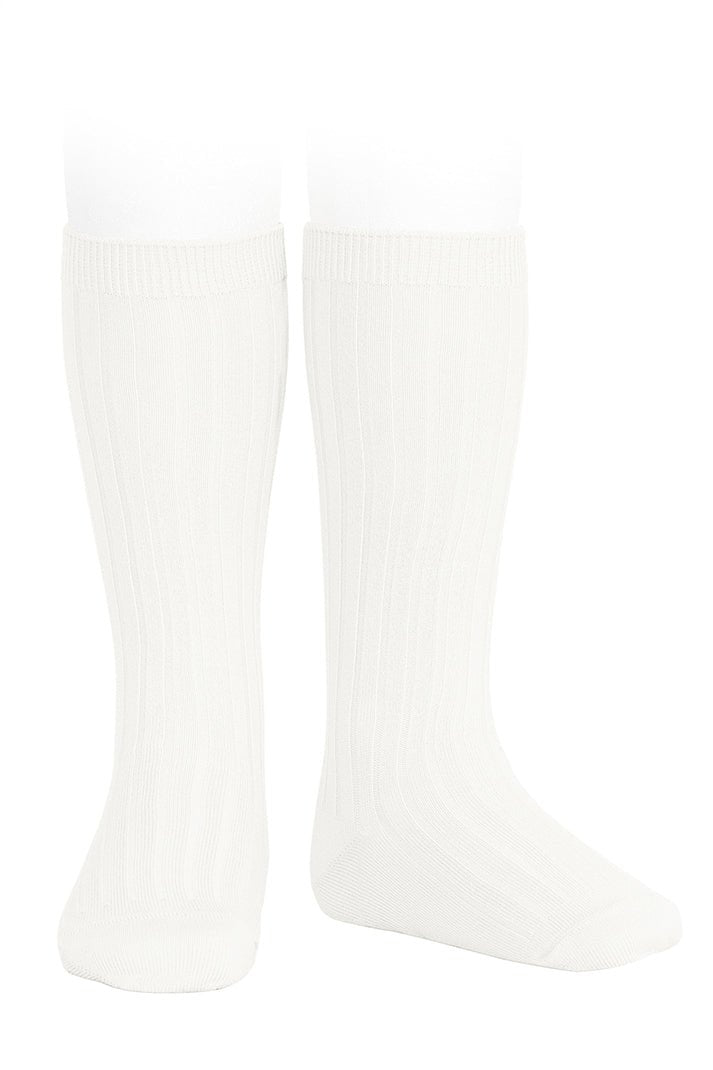 Condor Ivory Wide Ribbed Knee High Socks - Millie and John