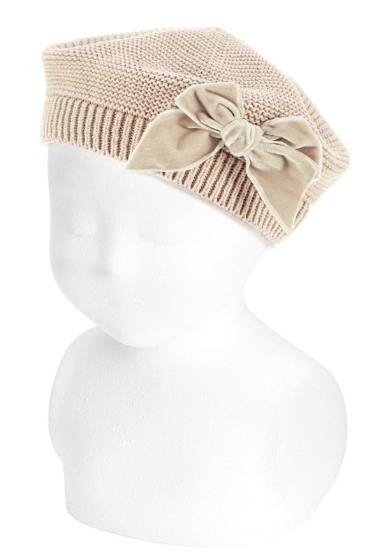 Condor Linen Velvet Bow Beret - Millie and John