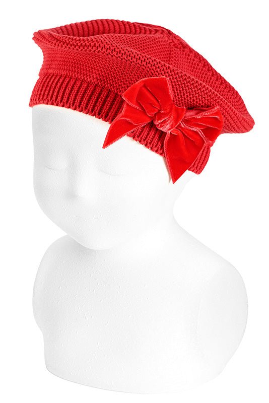Condor Red Velvet Bow Beret - Millie and John