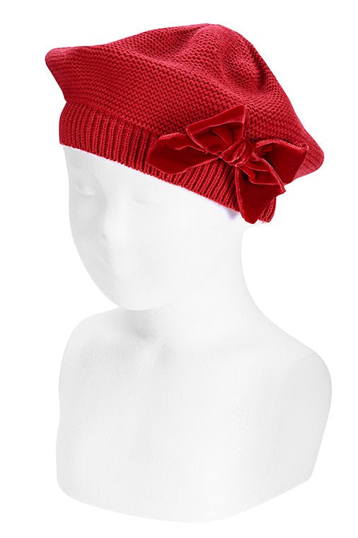 Condor Red Velvet Velvet Bow Beret - Millie and John