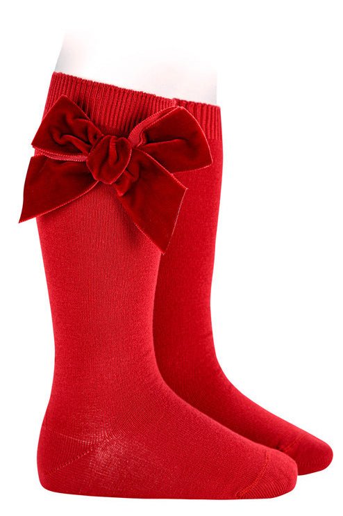 Condor Red Velvet Velvet Bow Socks - Millie and John