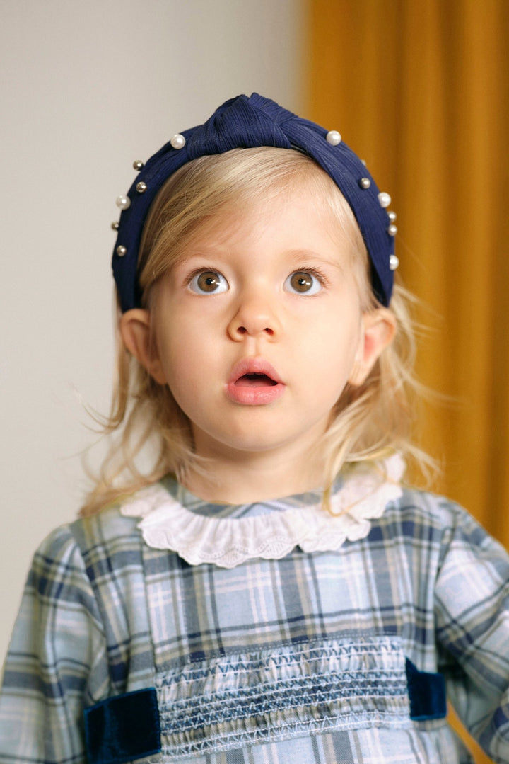 Deolinda "Alexis" Dusky Blue Tartan Smocked Dress - Millie and John