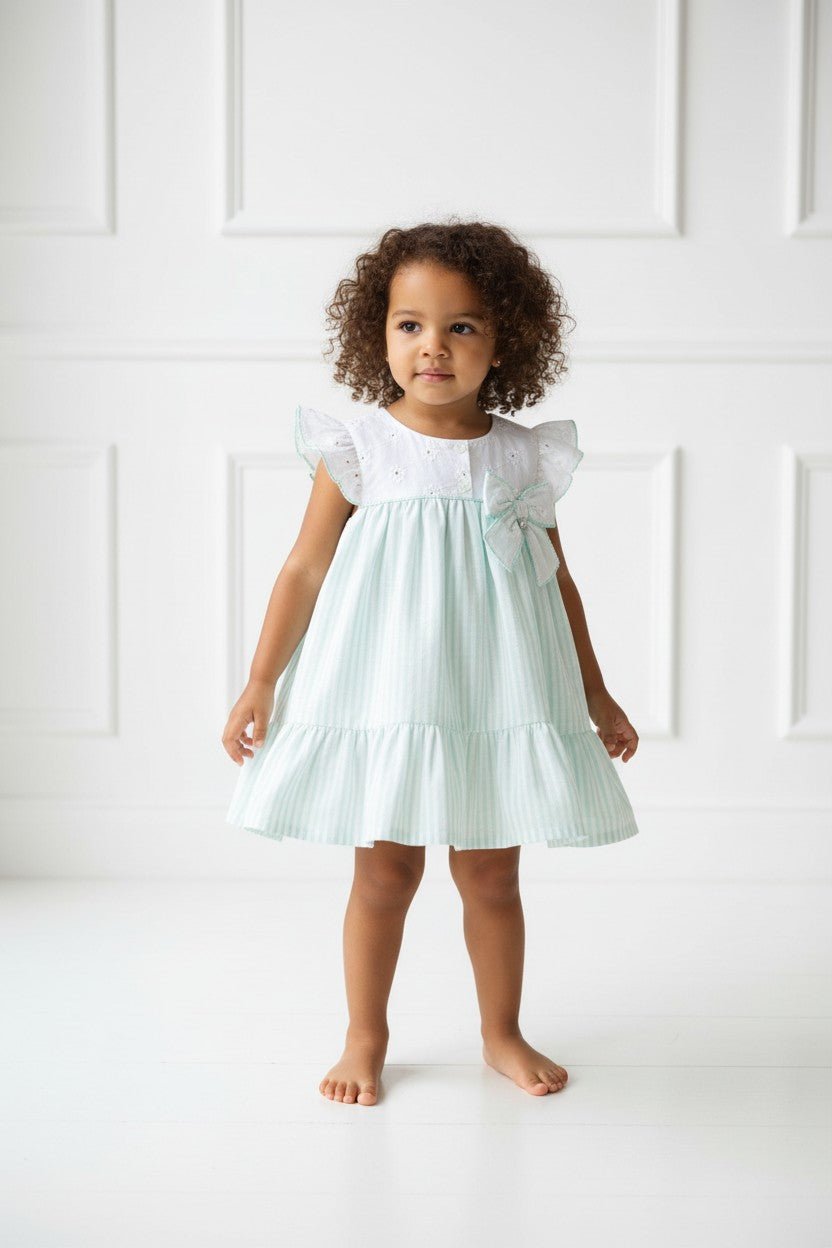 Deolinda "Amelie" Mint Green Stripe Dress - Millie and John