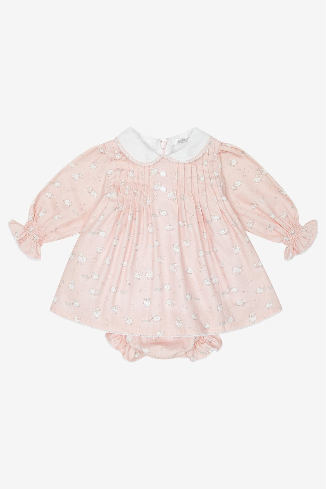 Deolinda "Amelie" Pink Sleepy Sheep Dress & Bloomers - Millie and John