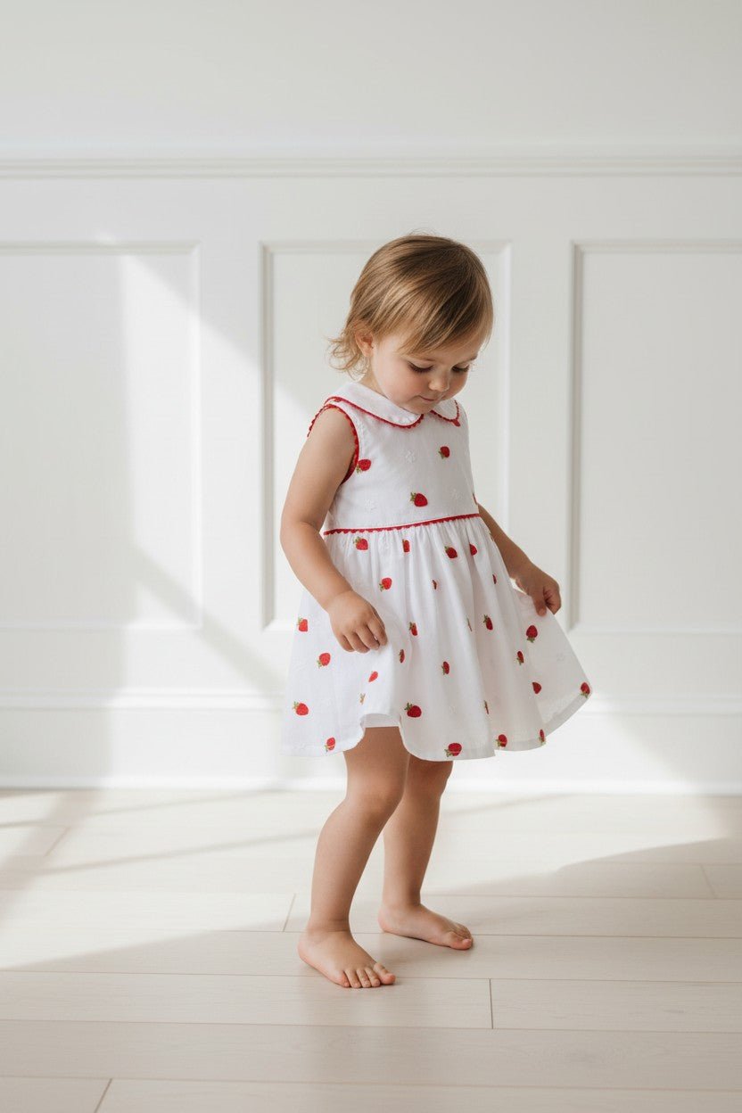 Deolinda "Annie" White & Red Strawberry Dress - Millie and John