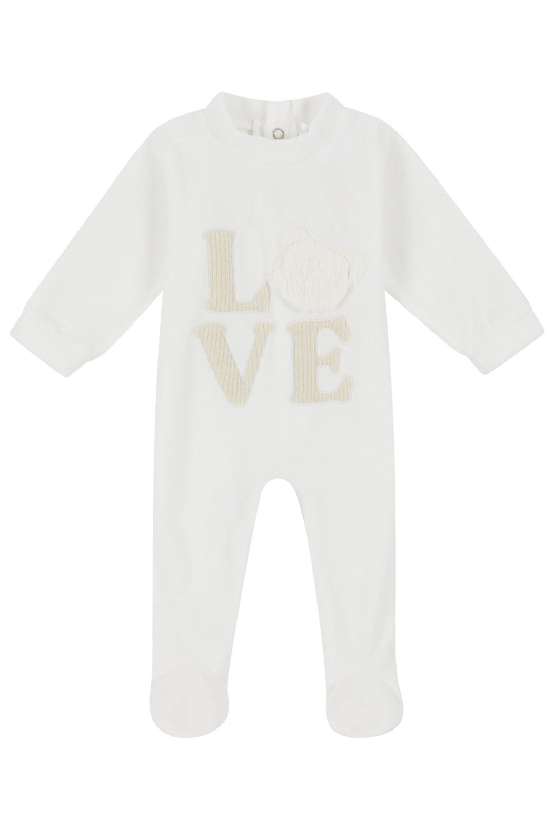 Deolinda "Ari" Ivory Velour Sleepsuit - Millie and John