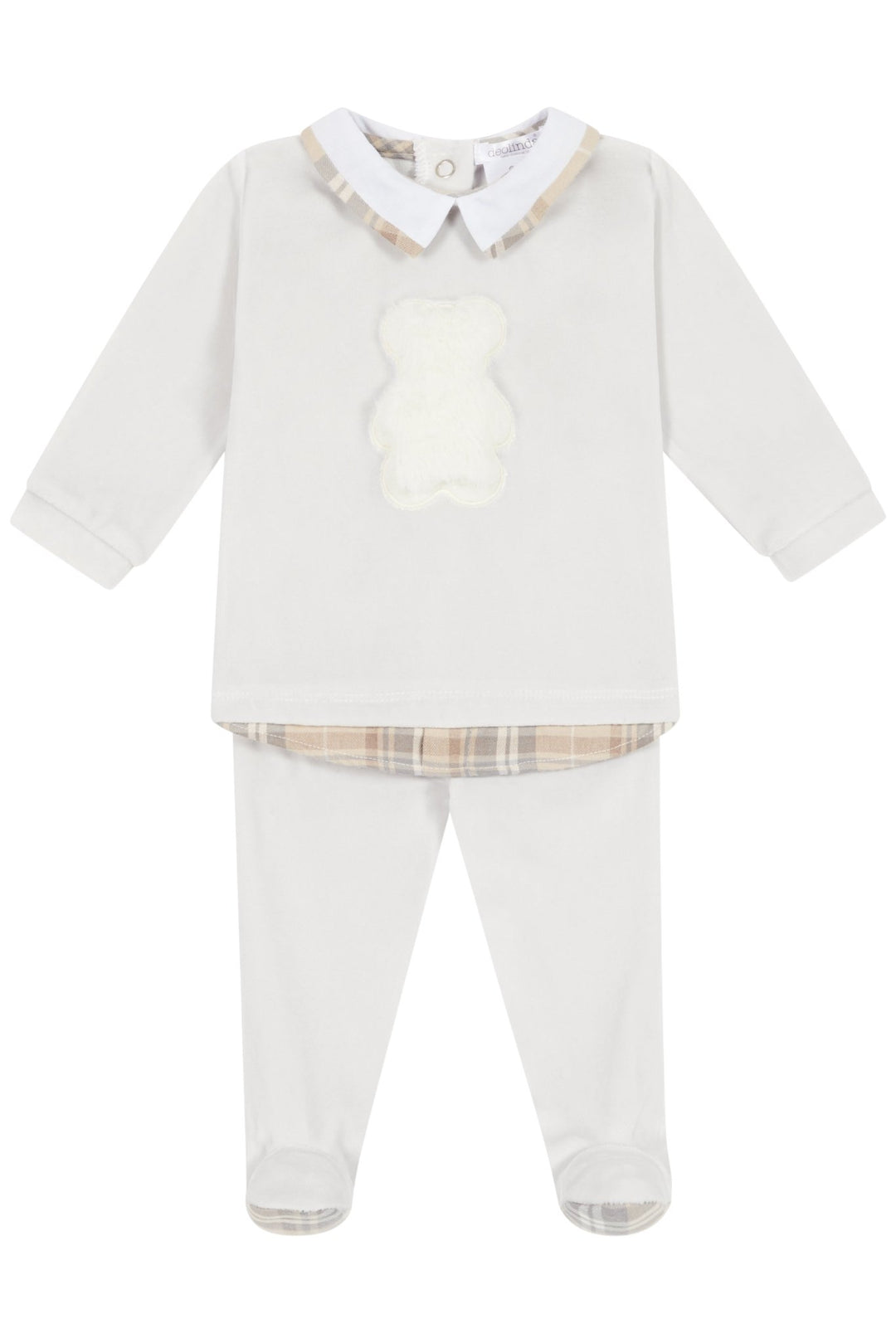 Deolinda "Aries" Light Grey Velour Faux Fur Teddy Top & Leggings - Millie and John