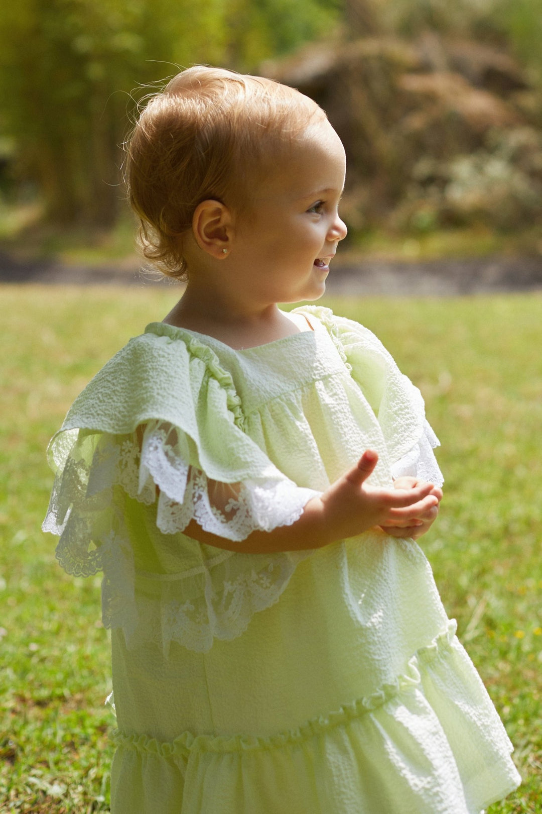 Deolinda "Athena" Pale Green Lace Dress - Millie and John