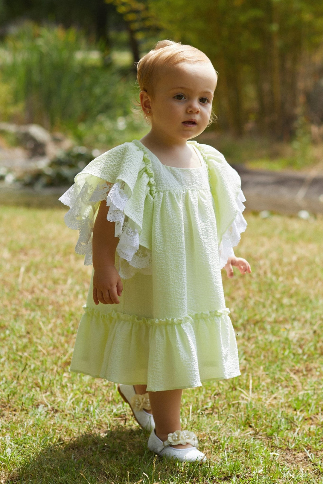 Deolinda "Athena" Pale Green Lace Dress - Millie and John