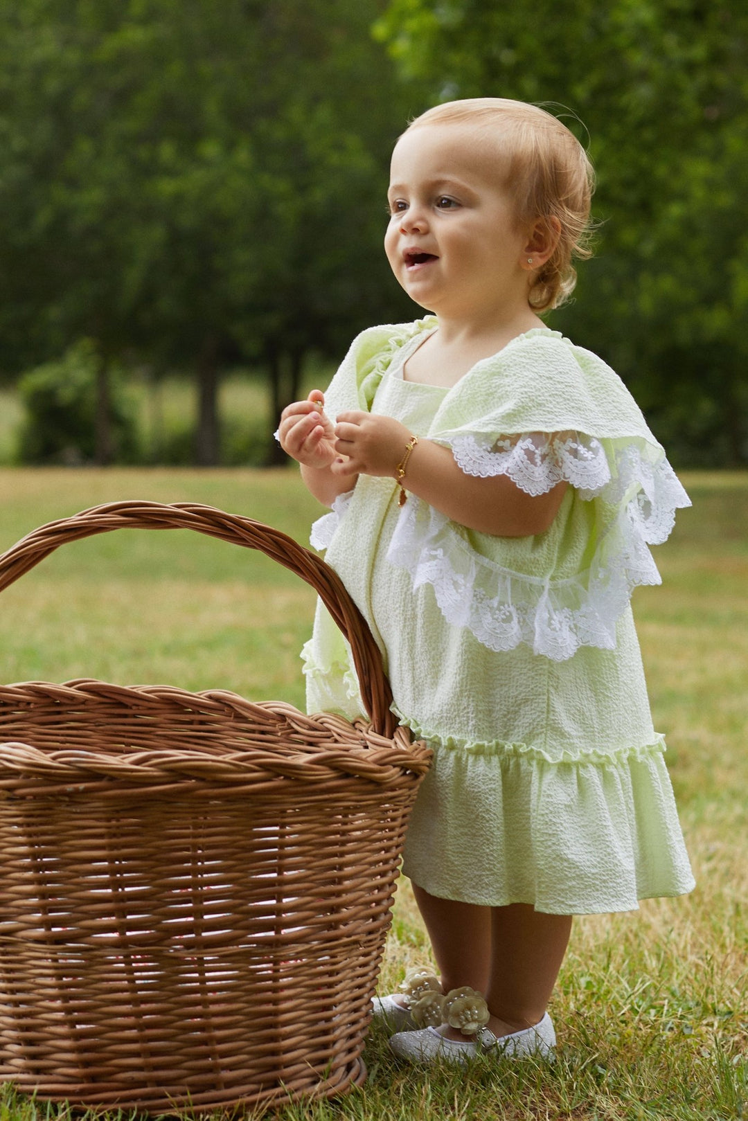 Deolinda "Athena" Pale Green Lace Dress - Millie and John
