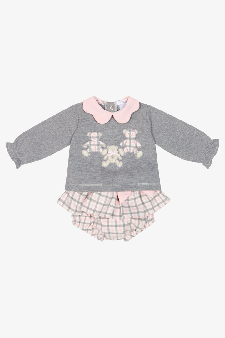 Deolinda "Ava" Grey &amp; Pink Check Top &amp; Bloomers - Millie and John