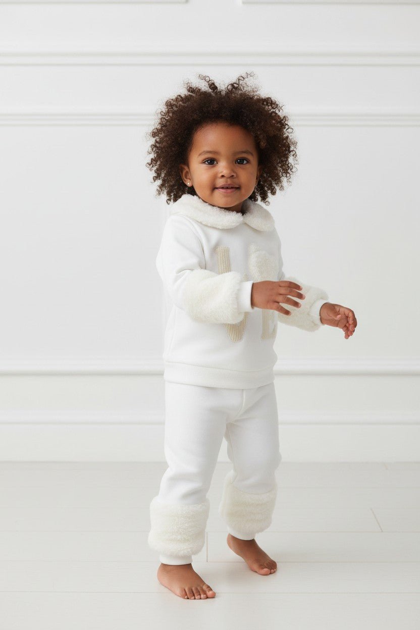 Deolinda "Avery" Ivory Faux Fur Tracksuit - Millie and John