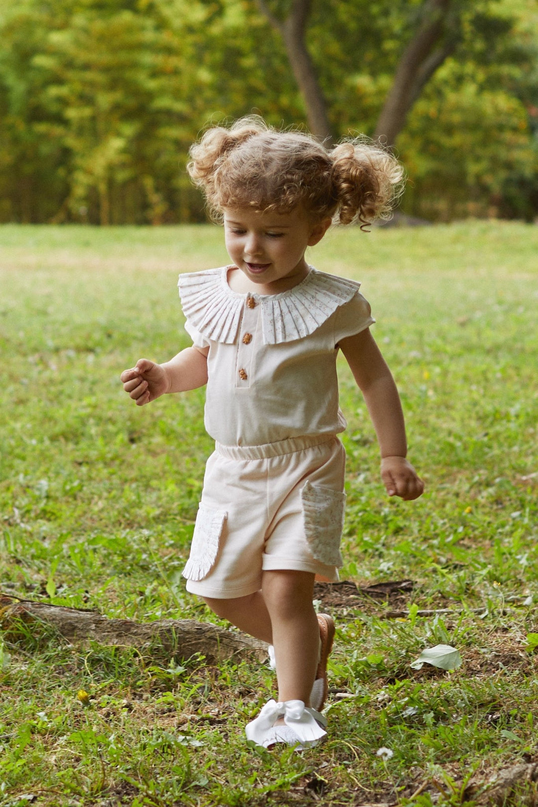 Deolinda "Beatrice" Peach Bunny Blouse & Shorts - Millie and John