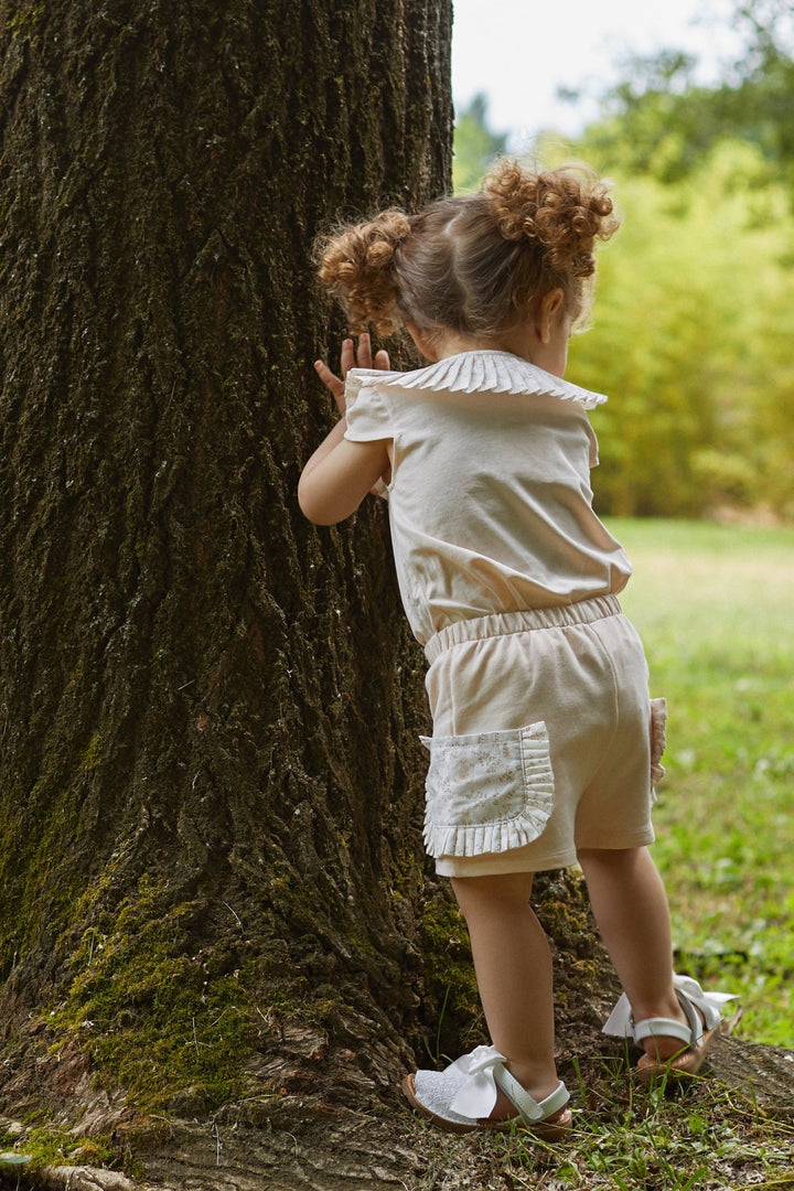 Deolinda "Beatrice" Peach Bunny Blouse & Shorts - Millie and John